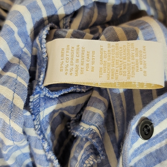 Hope & Harlow Blue and White Stiped Linen Blend Shirt Dress, Women's Size 12 - Picture 4 of 8